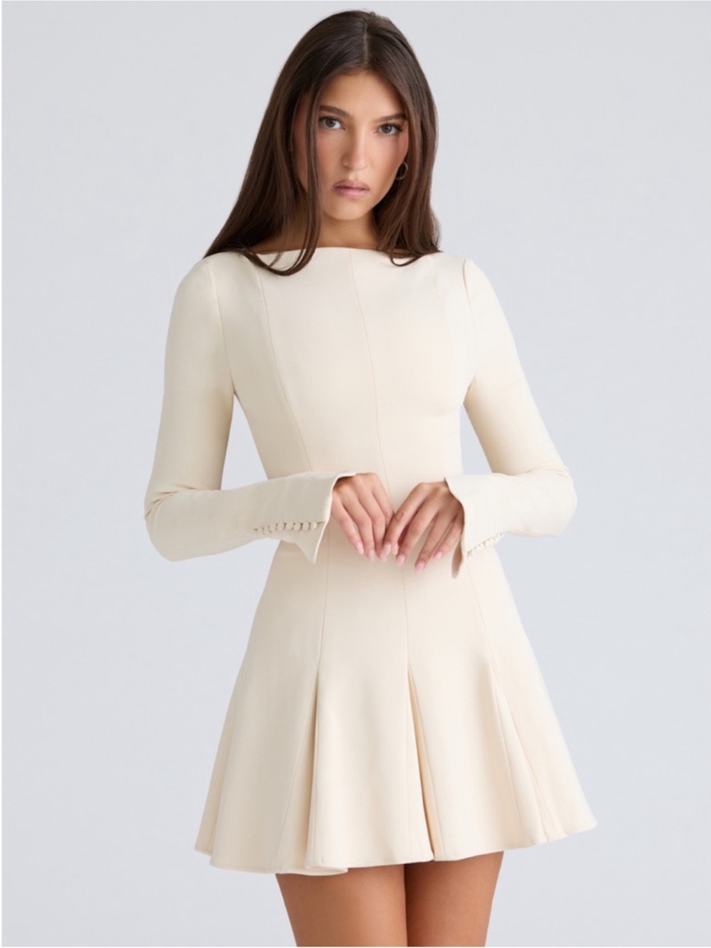 House of CB Francesca Cream Long Sleeve Dress size XS NWOT - Picture 3 of 16